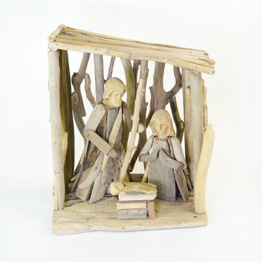 DRIFTWOOD NATIVITY WITH MANGER