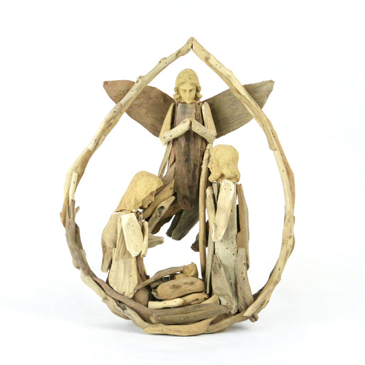 DRIFTWOOD NATIVITY WITH ANGEL