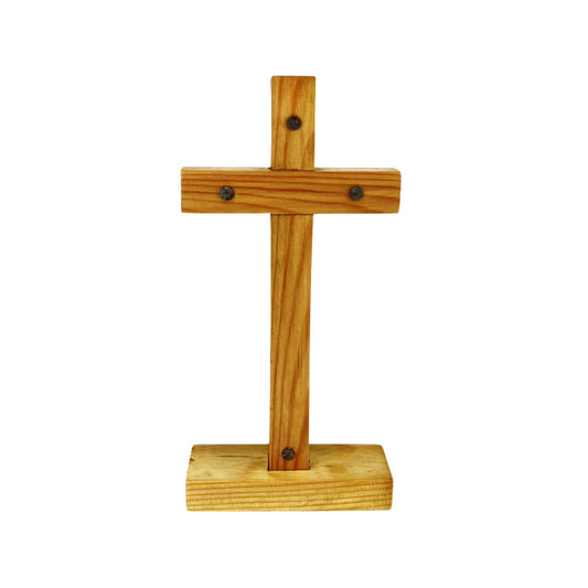 WALL CROSS WITH BASE, PINE LARGE